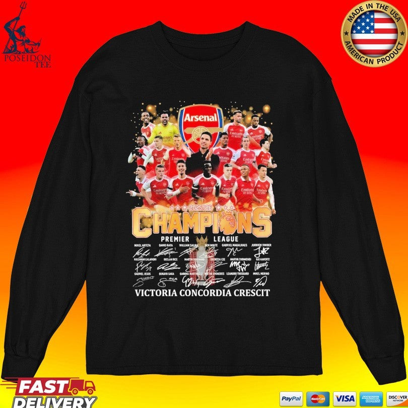 Arsenal Champions 2026 Victoria Concordia Crescit T-shirt