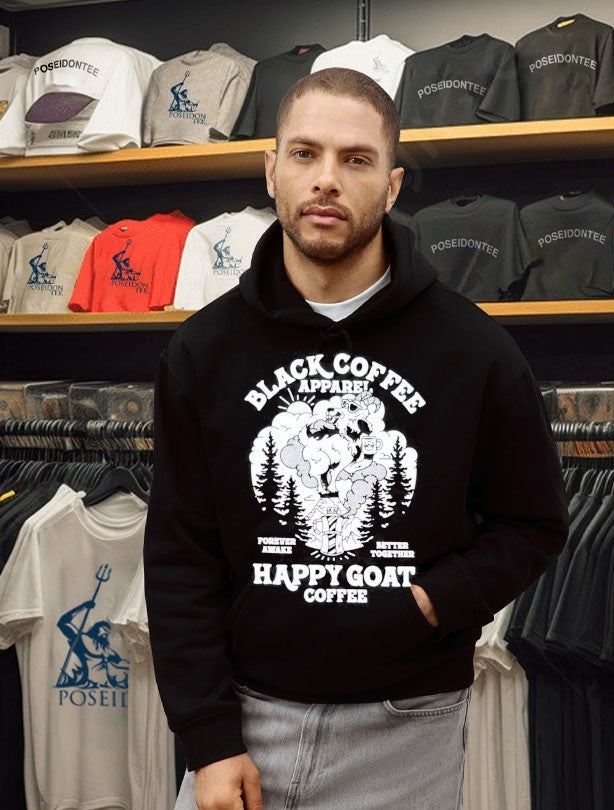 Black Coffee Forever Awake Better Together Happy Goat T-shirt