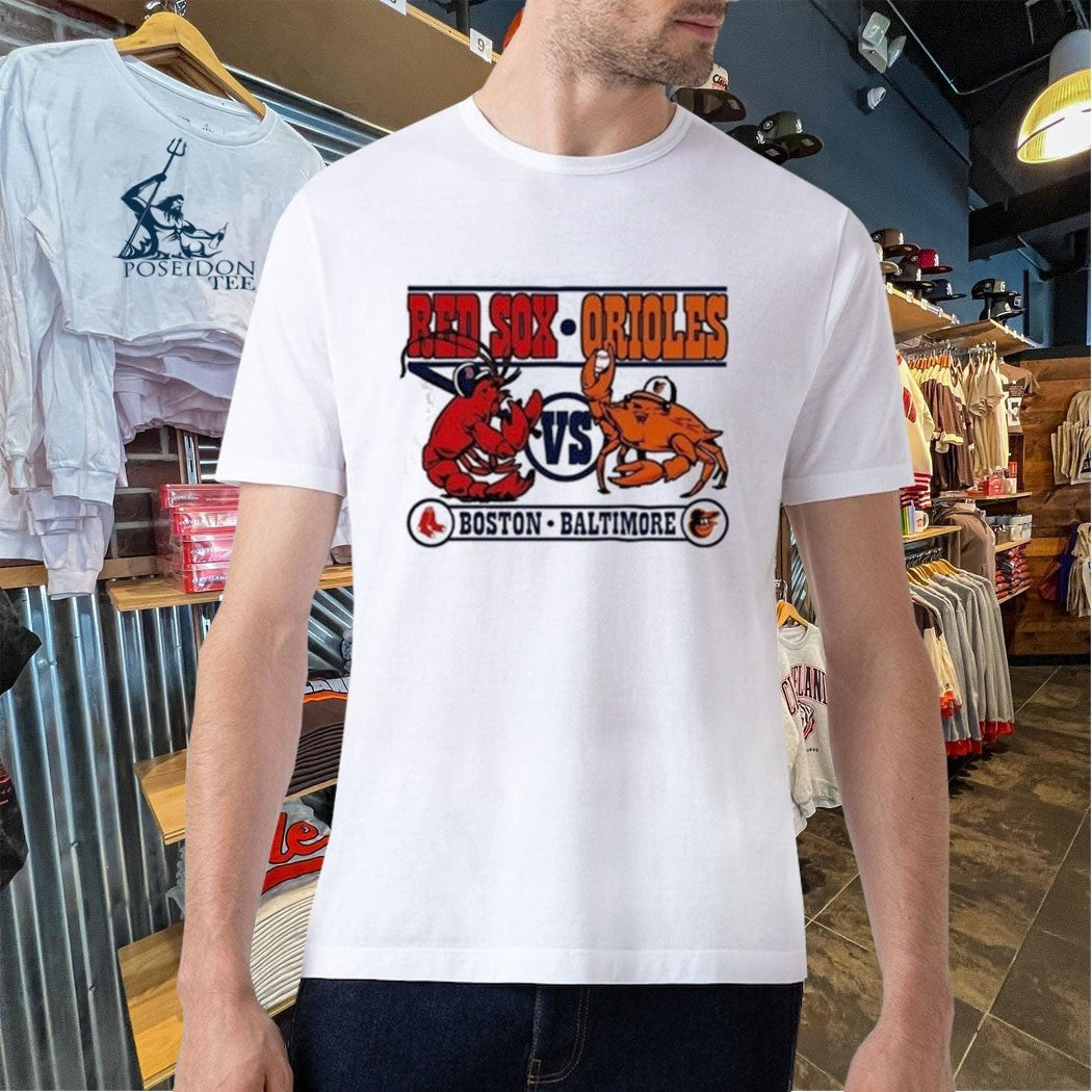 Boston Red Sox Vs Baltimore Orioles Lobster Crab Baseball Graphic T-shirt