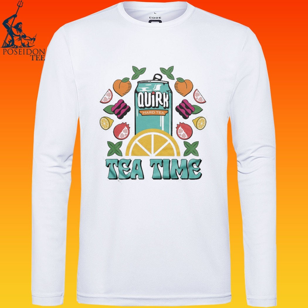 Boulevard Quirk Tea Time White & Teal Ringer T-shirt