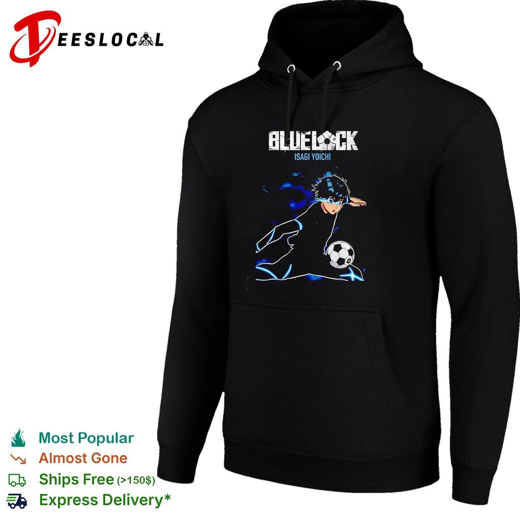 Blue Lock Isagi Yoichi silhouette kicking soccer ball illustration poster shirt