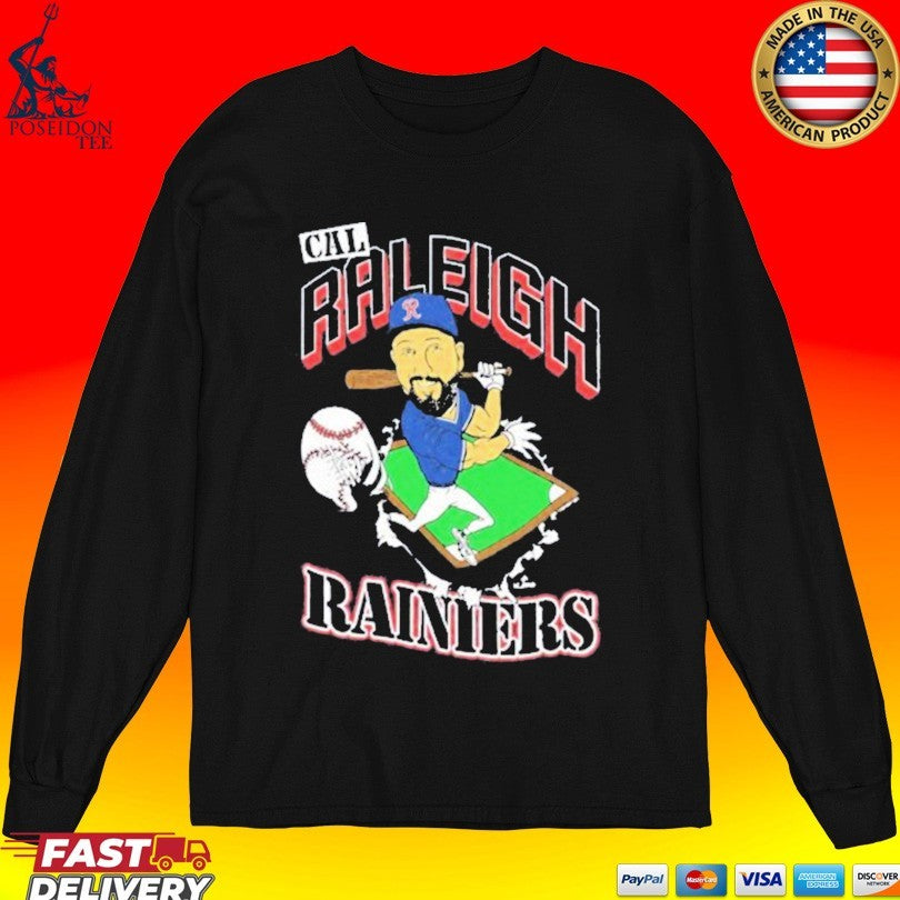 Cal Raleigh Rainiers Catcher Player Caricature T-shirt