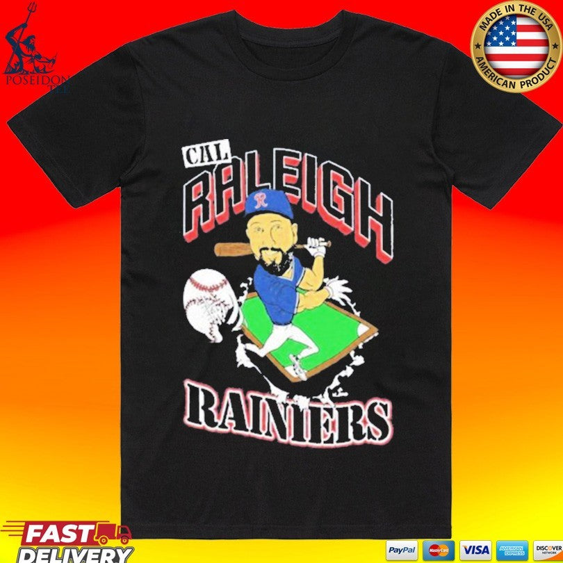 Cal Raleigh Rainiers Catcher Player Caricature T-shirt