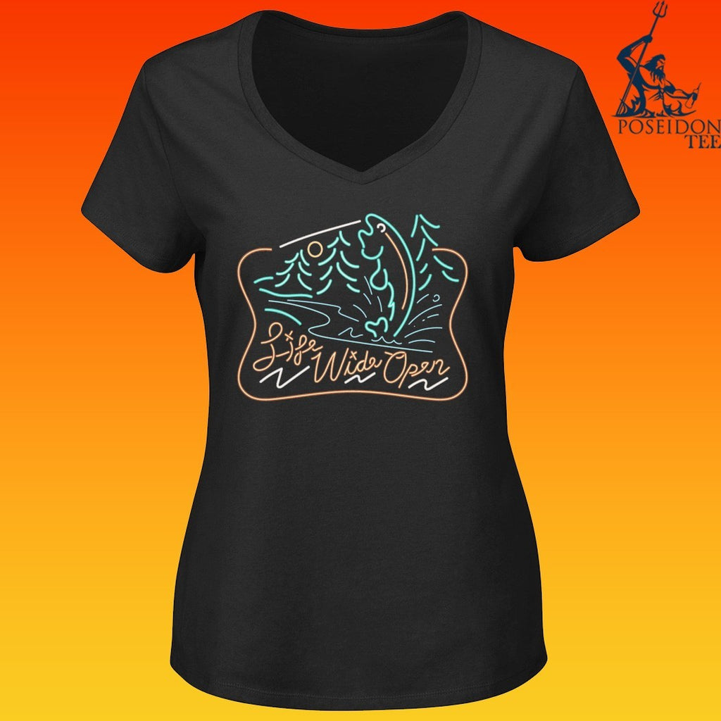 Cboystv Life Wide Open Neon Fishing T-shirt