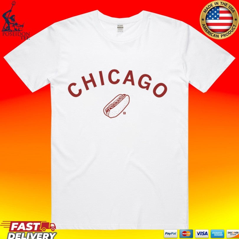 Chicago Hot Dog Curved Ringer T-shirt