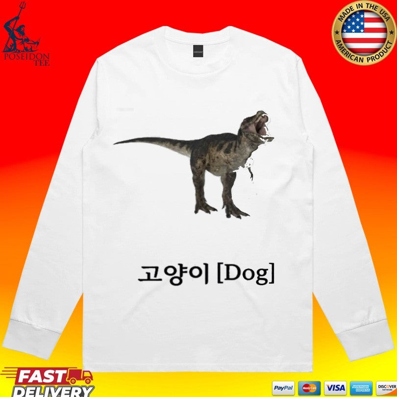 Dinosaur Korean Text Cat Dog T-shirt