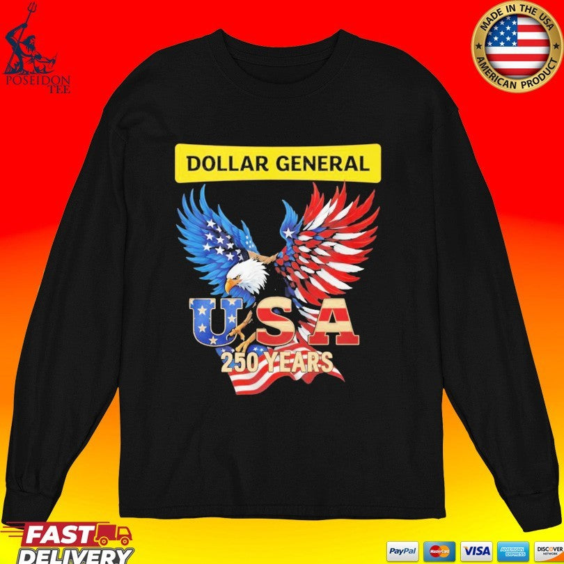 Eagle Dollar General 250 Years Of America Usa Flag T-shirt