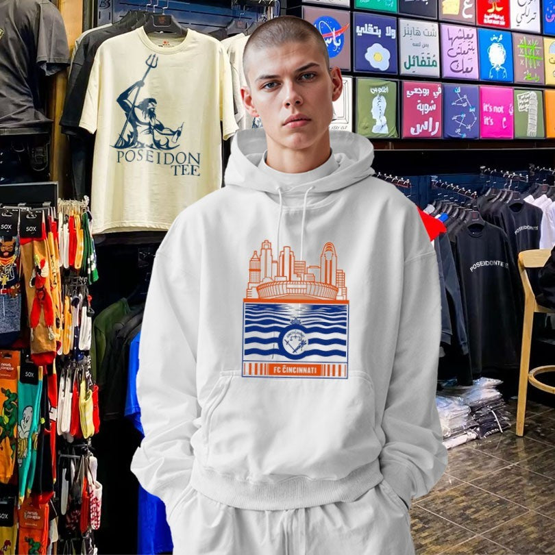Fc Cincinnati Stadium With River And Flag T-shirt