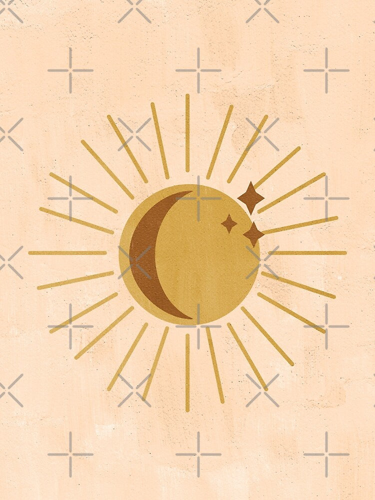 Boho sun moon and stars, Celestial bodies by CafeModern
