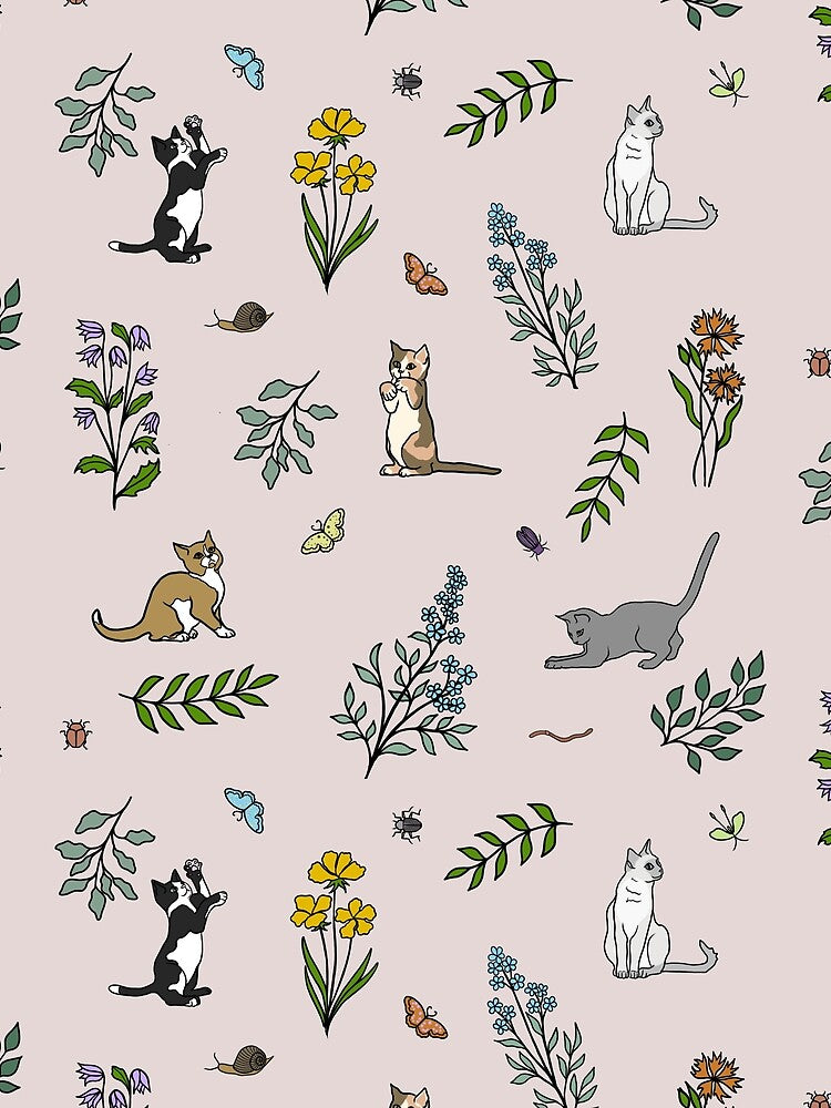 Flower Garden Kittens in Dusty Pink by JaRuDiCat
