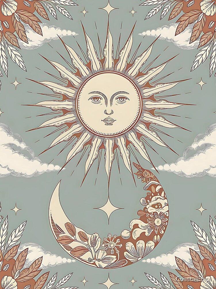 Ethereal Sun and Moon Floral Artwork by CoastalEmp