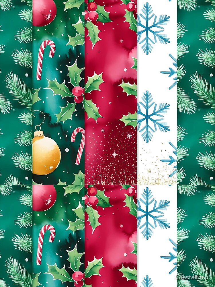 Christmas Holiday Pattern, Festive Winter Design, Xmas Art by CoastalEmp