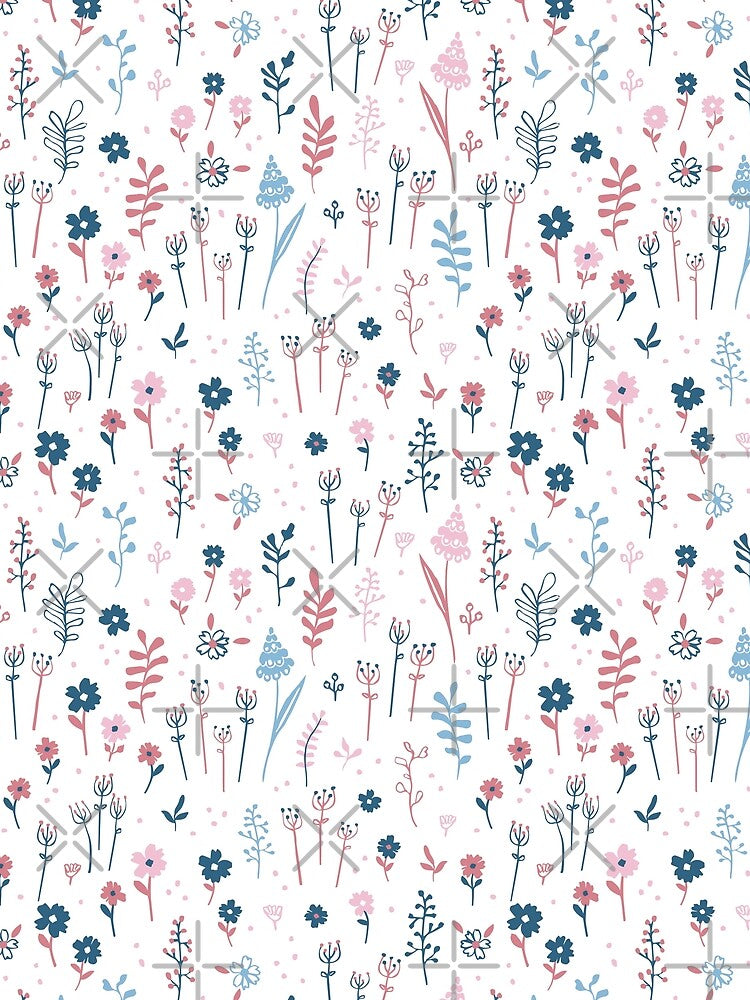Seamless Hand Drawn Wildflowers Pattern – Cream Botanical Floral Design by alijun