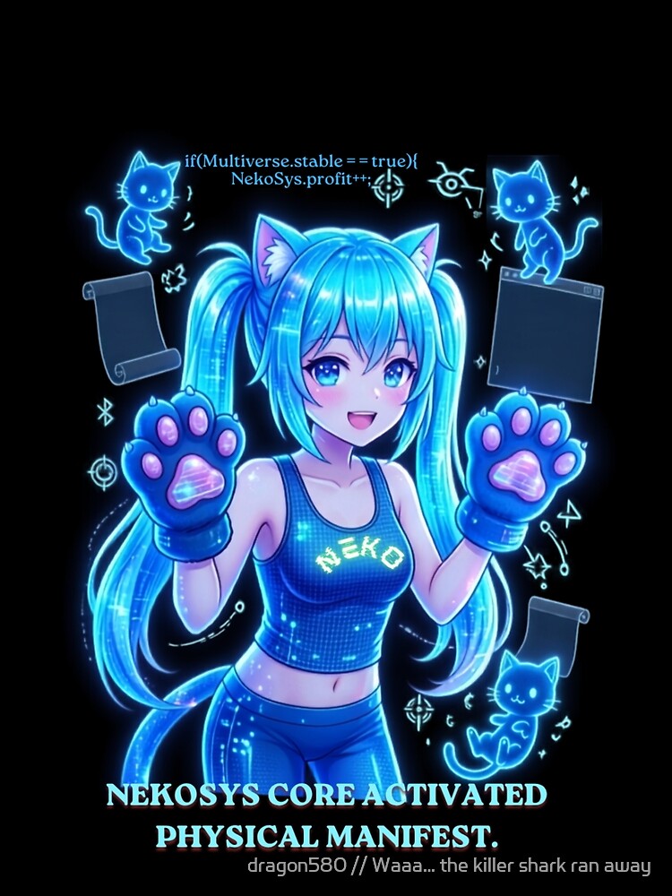 Ako Narumi – NekoSys Core Guardian  鳴海アコ – ネコシス・コア守護者   (Narumi Ako – Nekoshisu Koa Shugosha) by dragon580 // Waaa… the killer shark ran away