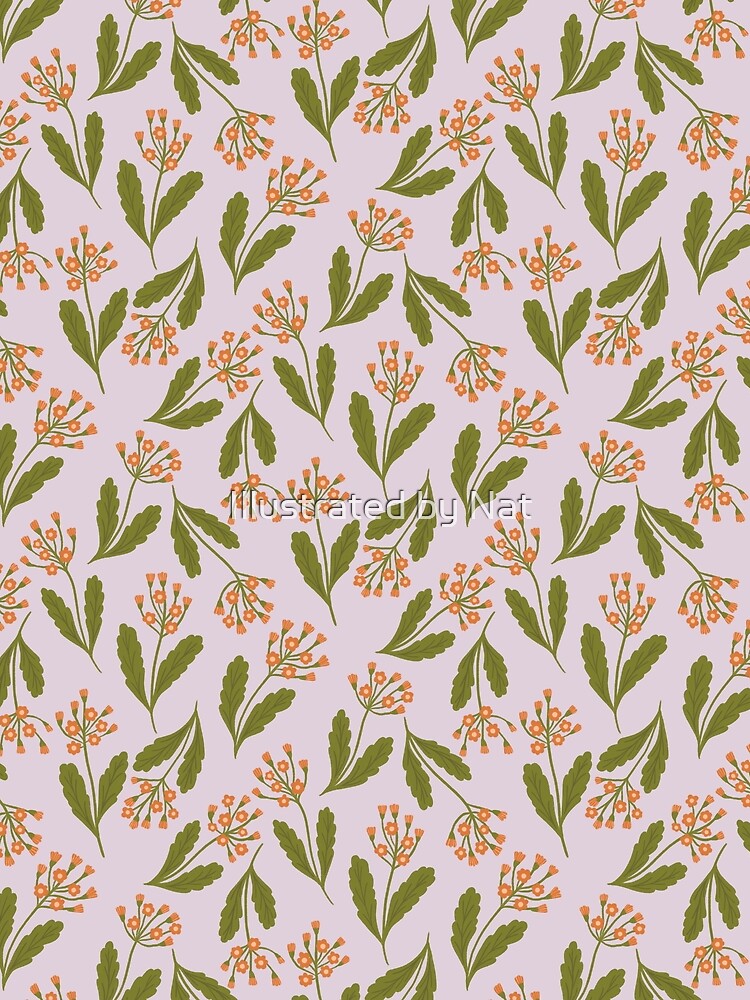 Primula veris cowslip wildflowers - Pale lilac by Illustrated by Nat
