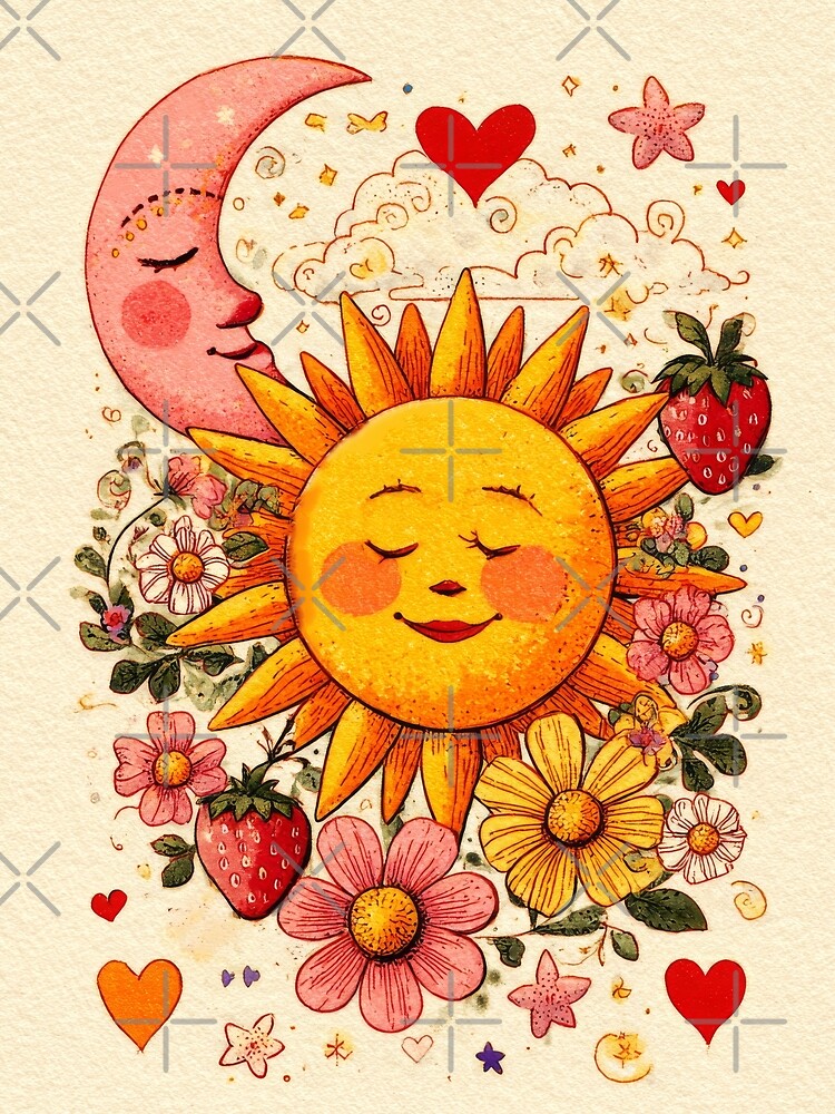 Strawberry Sun and Peaceful Moon by scicilysimonee