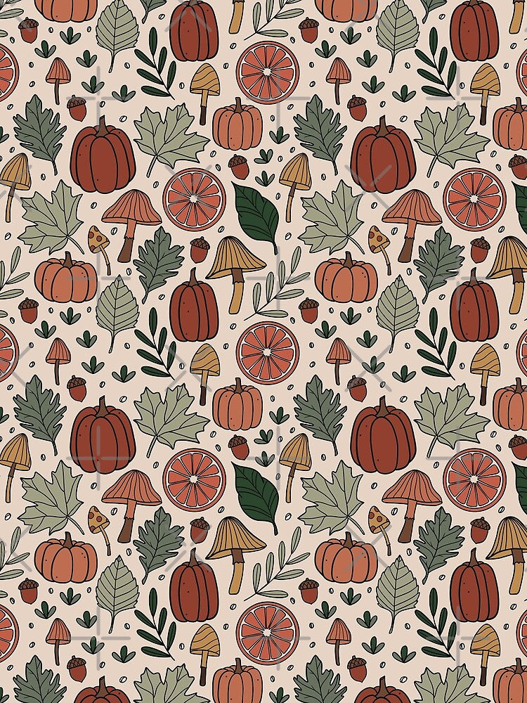 Fall Pumpkins and Mushrooms Pattern by ArtByRahma