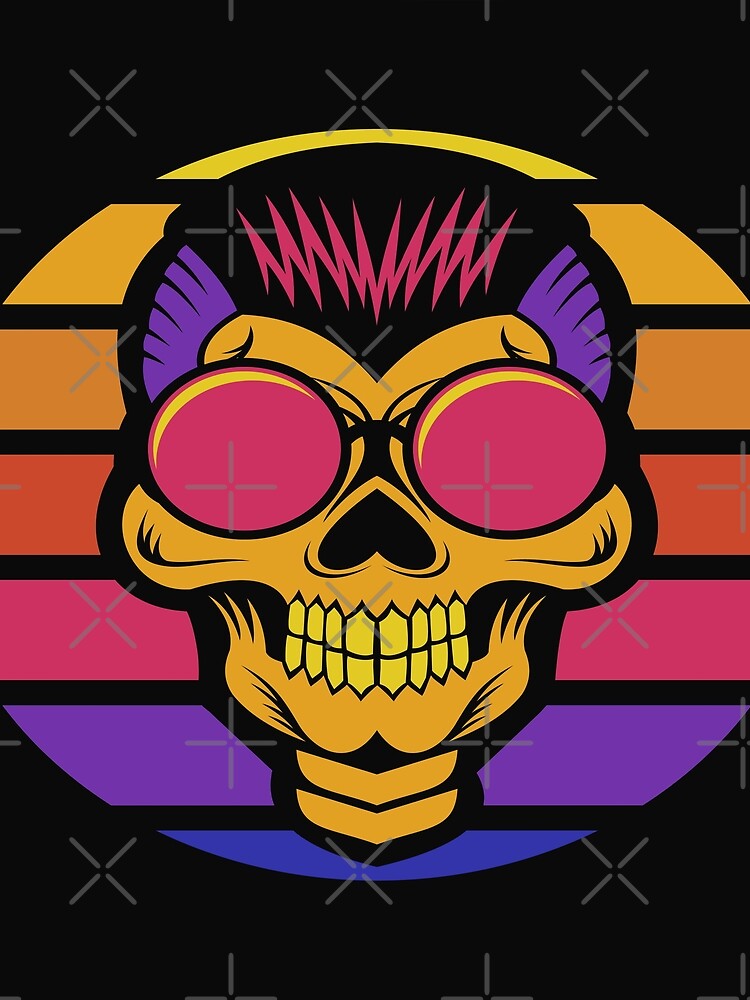 Skull sunset Retro style by leen12 Art Designs Prints