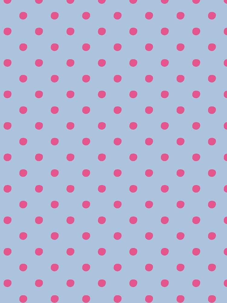 Pastel Blue and Pink Polka Dots | Cute Pink Spots on Light Blue Pattern | Preppy Blue and Pink Dots | Retro Blue and Hot Pink Polka Dot Seamless Pattern | Soft Blue and Magenta Dots Design by VivaFy
