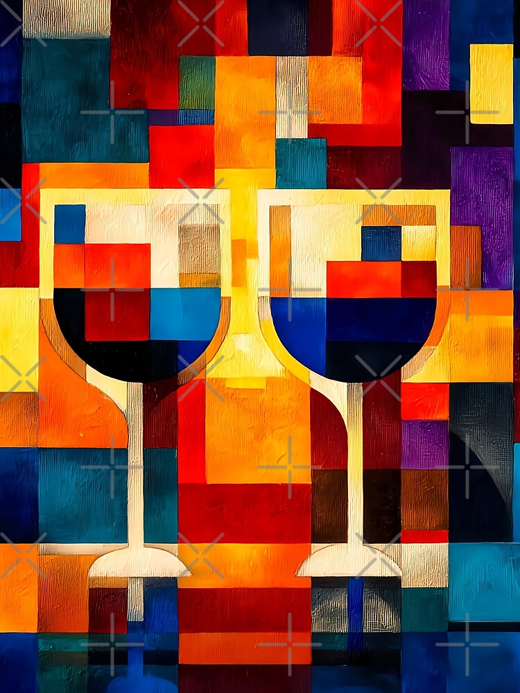 Cubist Wine Art - S02 by FlaskLab