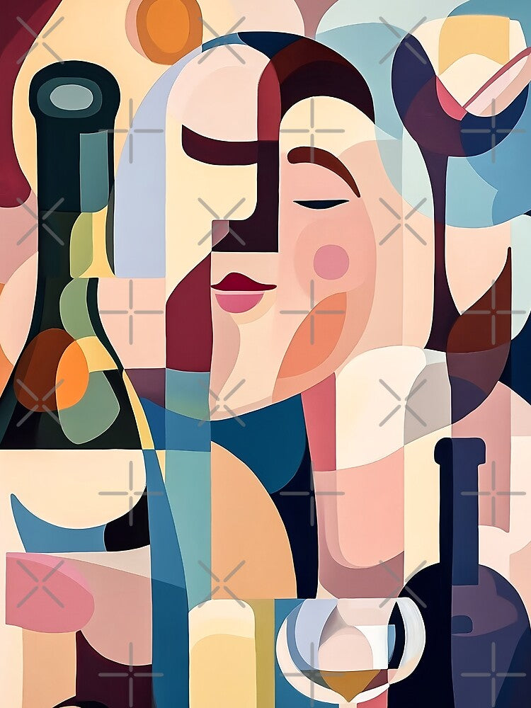 Wine and Woman in Cubist Style by FlaskLab
