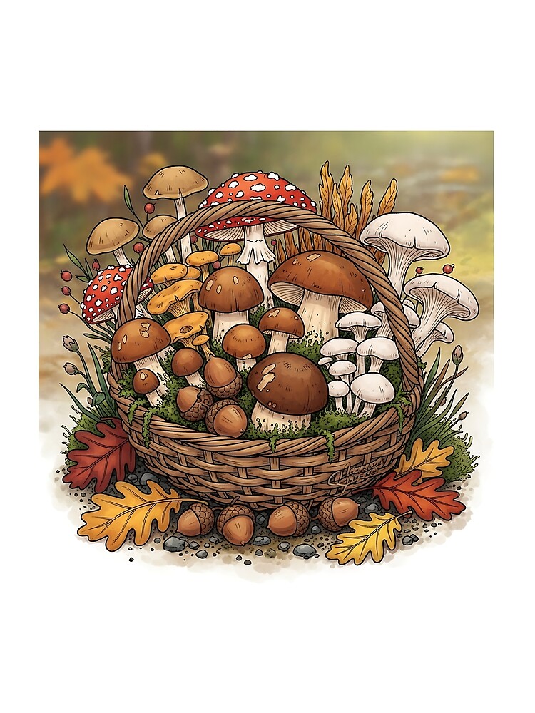 Goblincore Mushroom Harvest Basket by Michaelragheb
