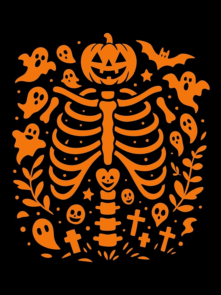 Halloween Skeleton Ribs T-shirt by Promptified