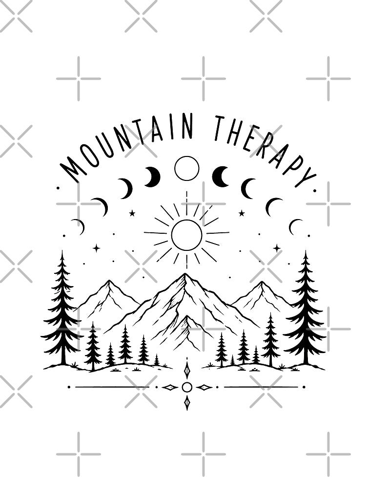 Mountain Therapy Moon Phase Line Art by HumanMess