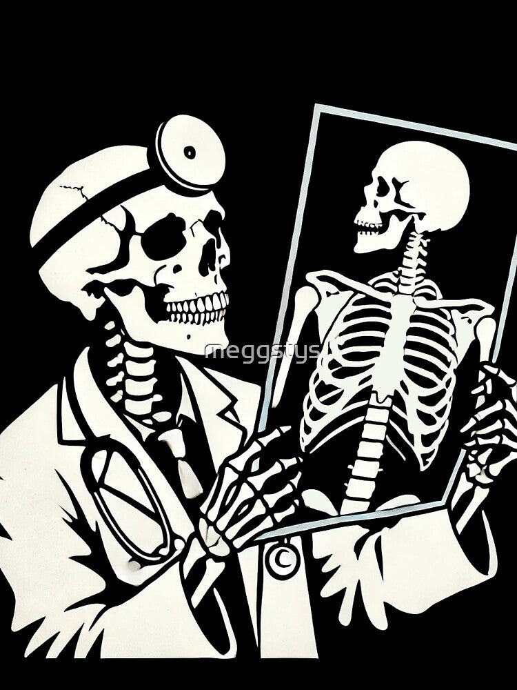 Skeleton Doctor Looking at X-ray by Blink Art Studio