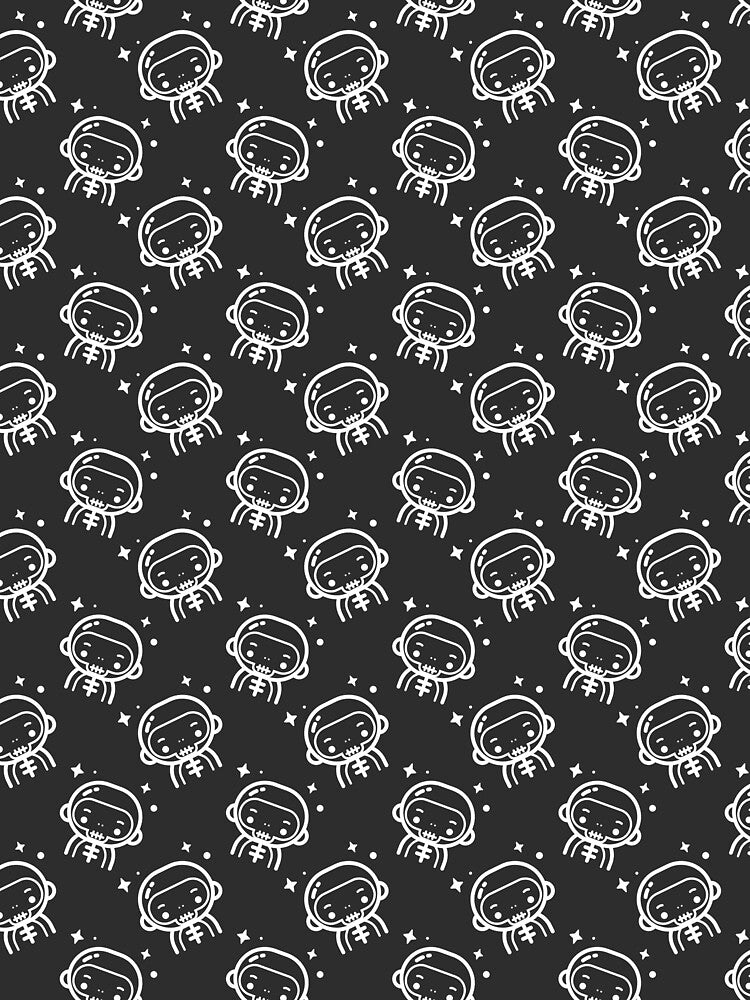 Happy Halloween Holiday | Spooky Skeleton Line Art Cartoon Pattern by Ainbowz-Artwork