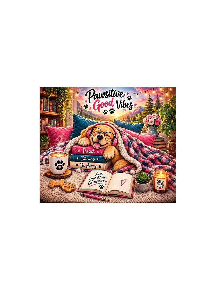 Pawsitive Good Vibes – Cozy Reading Dog by PaginaBrew