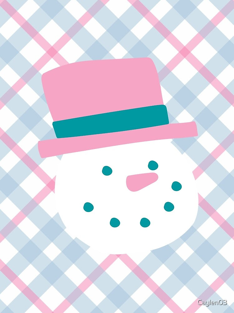 Pastel Christmas Happy Plaid Snowman by Caylen03