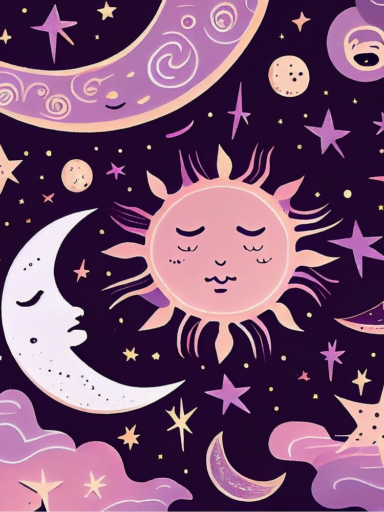 Magical Boho Sun And Moon Stars by BetOova