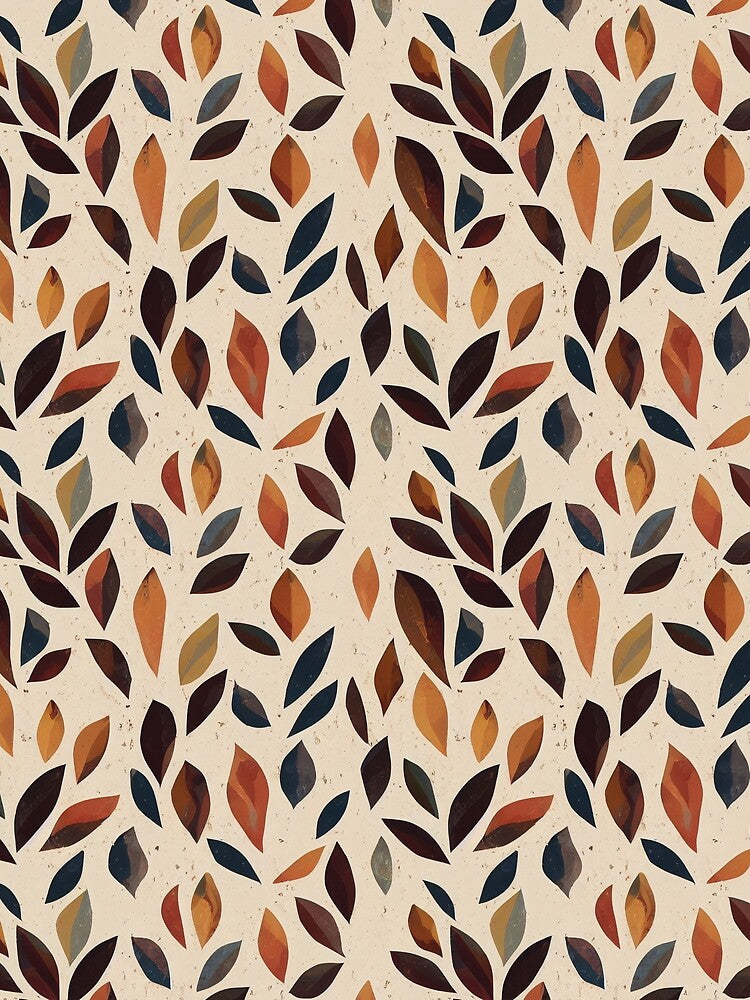 Asymmetrical Boho Leaves Pattern - Dark Leaves on Beige Background by kougan