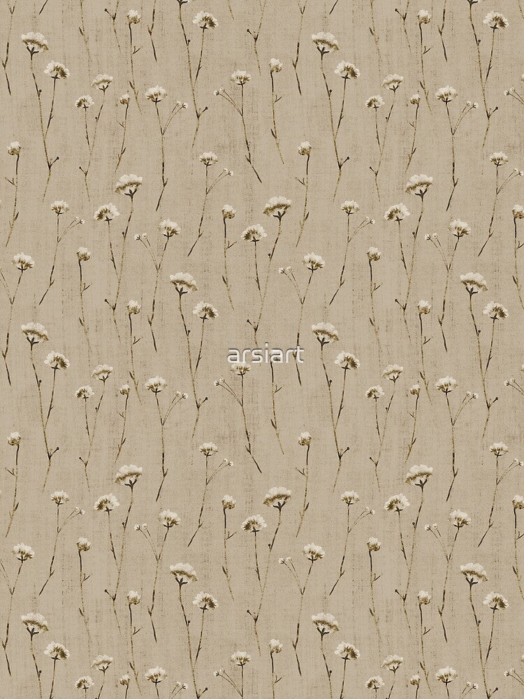 Neutral wildflowers. Watercolor linen flowers. Natural floral Botanical Design #1158. by arsiart