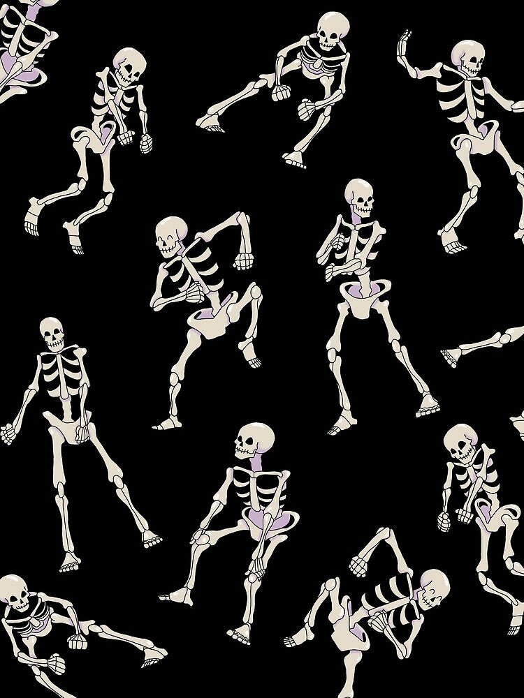 Dancing Skeles (Plain, on Black) by Kolibrim-Ink550