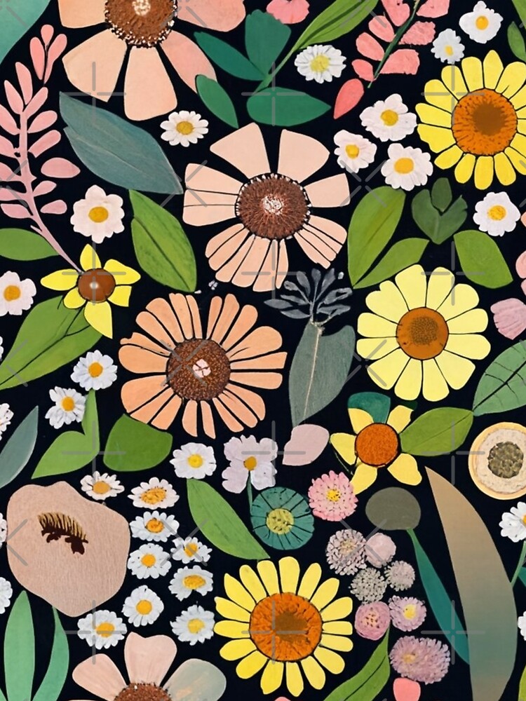 typography, film, painting, illustration, all-over sublimation print with tiny pressed flowers Boho with brown and pink flowers, painting, conceptual art, fashion by gulka8