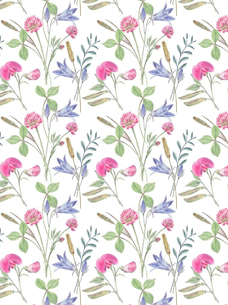 Summer wildflowers pattern on white by Flowersforbear
