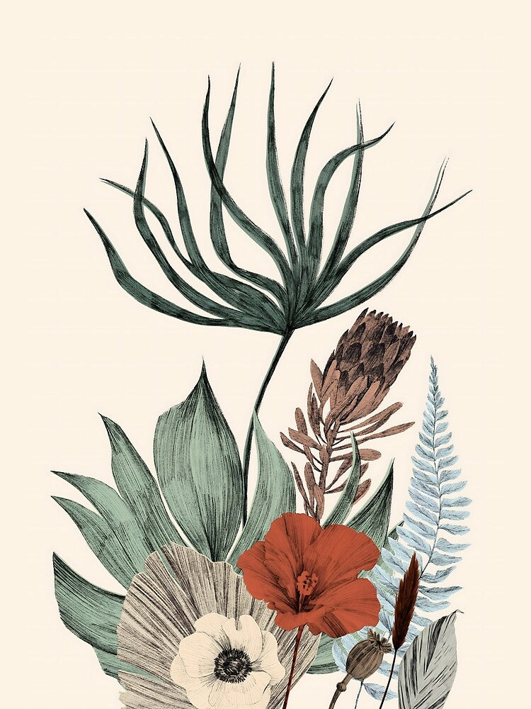 Vintage Botanical Garden – Wildflowers & Protea Illustration by Kollibri