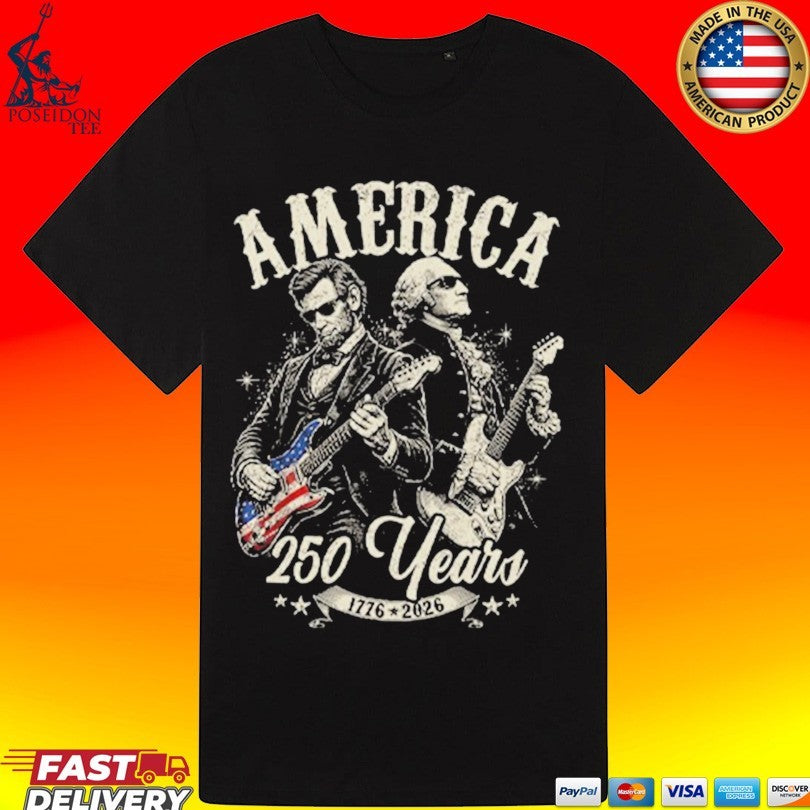 George Washington Lincoln Playing Guitar 250 Years T-shirt