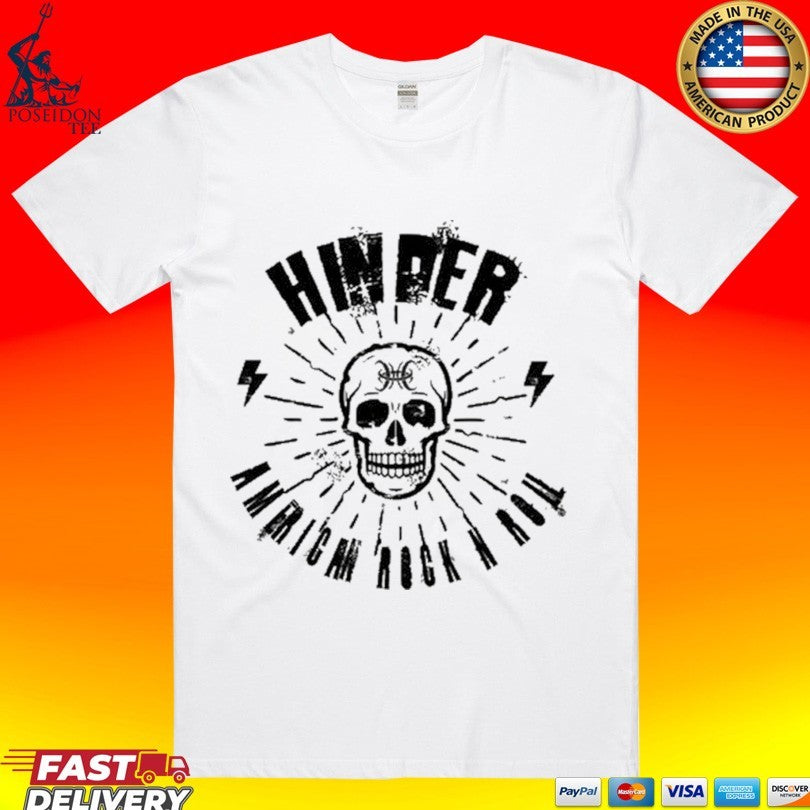 Hinder American Rock N Roll Skull T-shirt