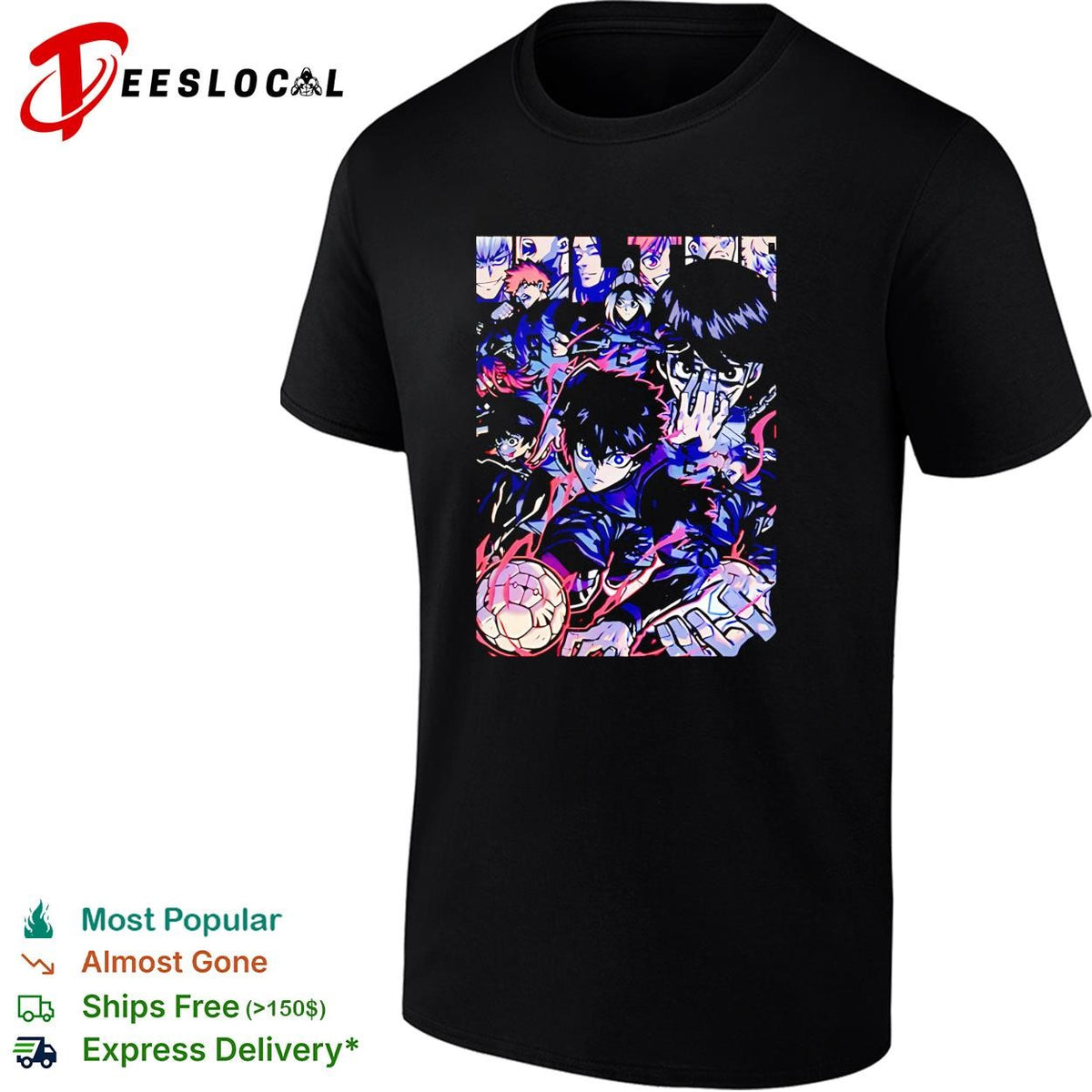 Blue Lock Isagi Yoichi anime manga characters soccer team collage poster shirt