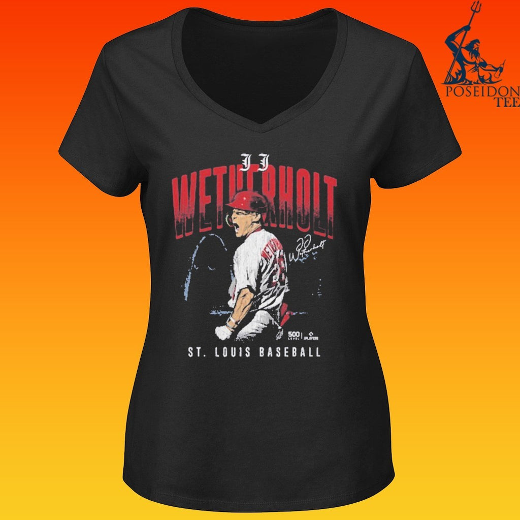 Jj Wetherholt Player St. Louis Cardinals Baseball Signature Skyline City T-shirt