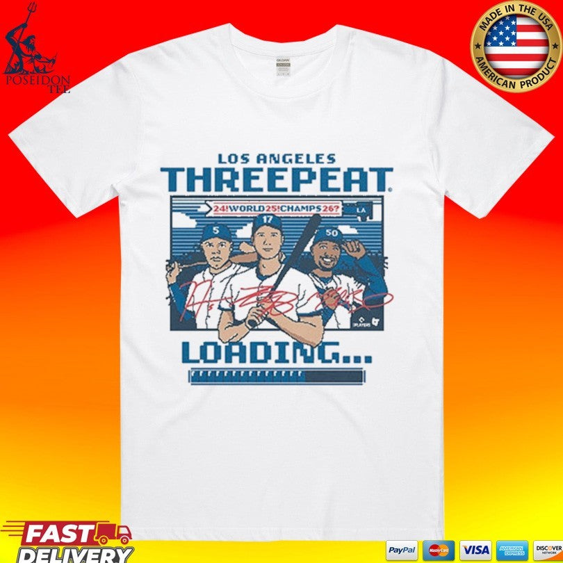 Los Angeles Baseball Threepeat Loading 2026 T-shirt