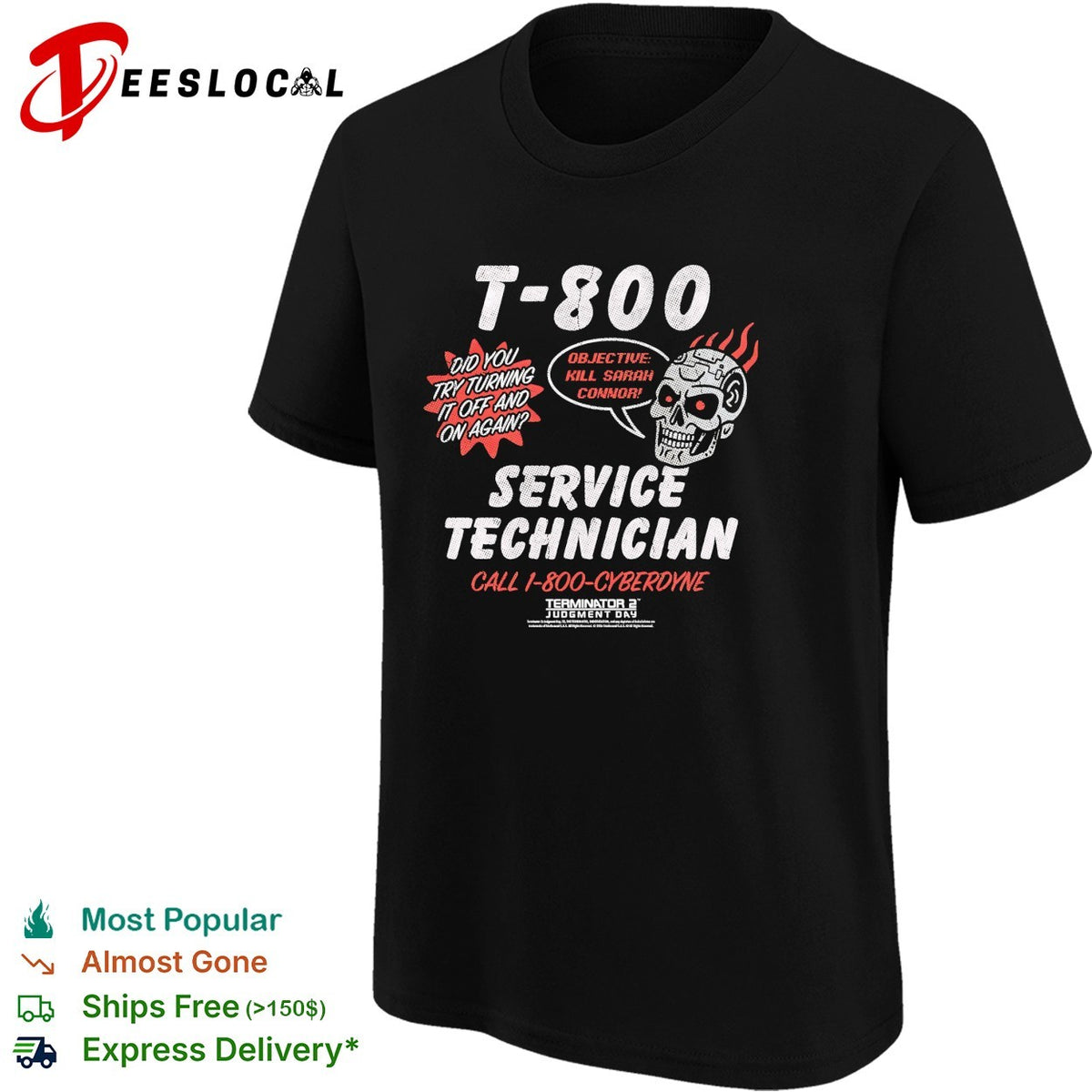 T-800 service technician Terminator 2 Judgment Day skull flames shirt