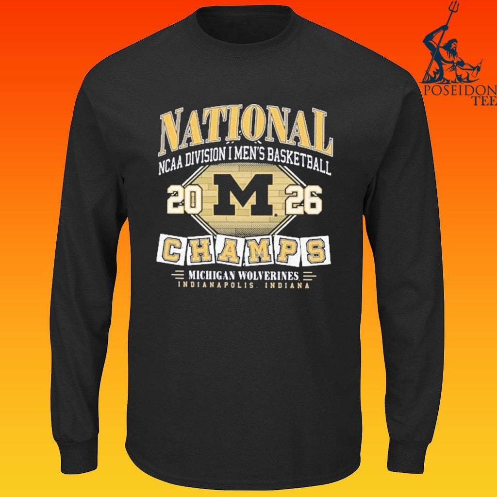 Michigan Wolverines 2026 Men’s Basketball National Champions Hardwood T-shirt