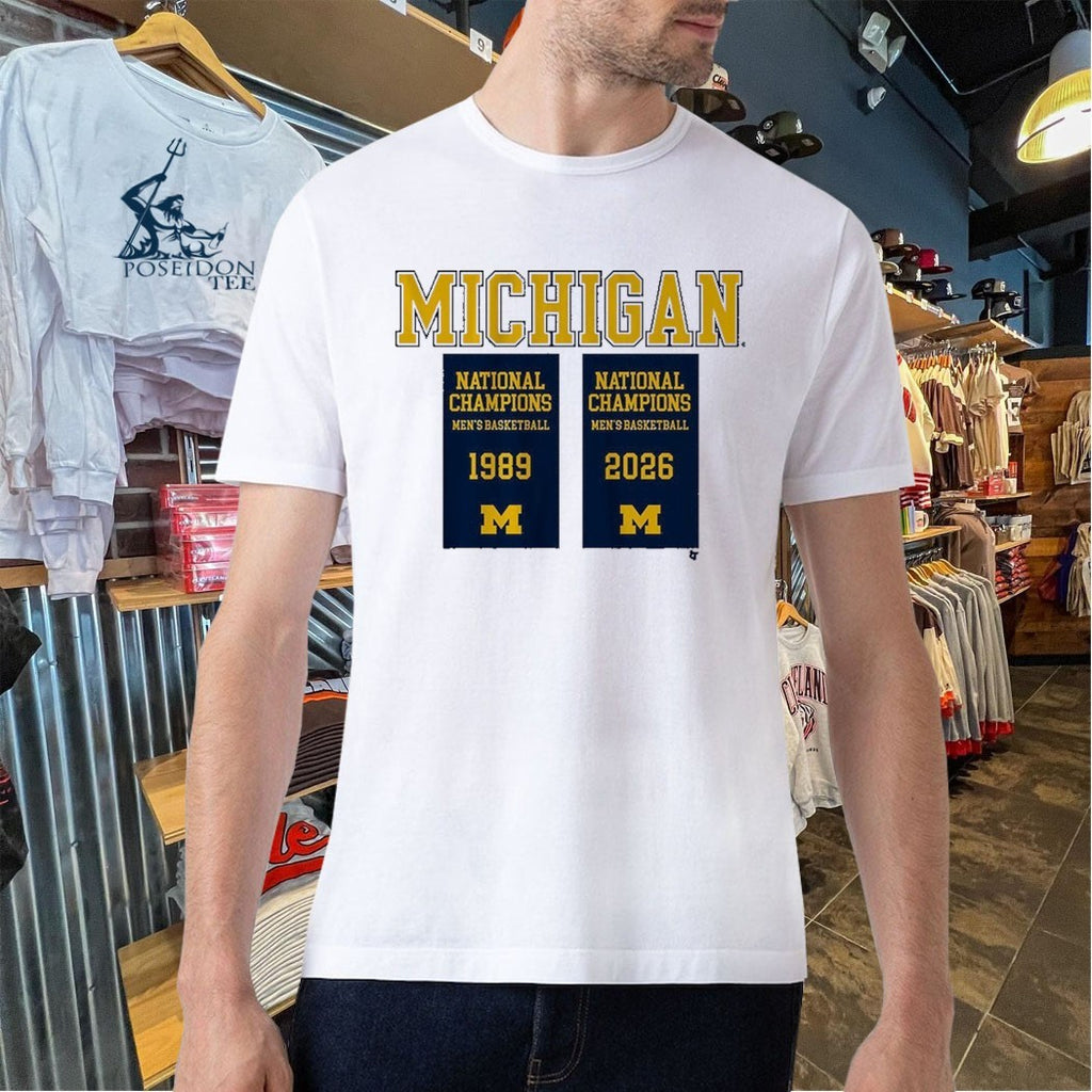 Michigan Wolverines MBB 1989 2026 National Champions Banners T-shirt