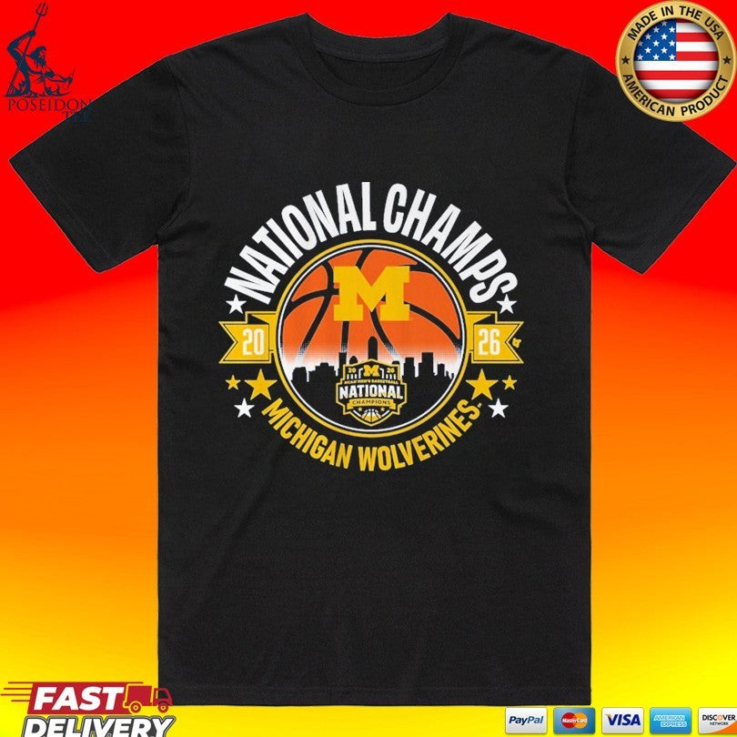 Michigan Wolverines MBB 2026 National Champions Circle T-shirt