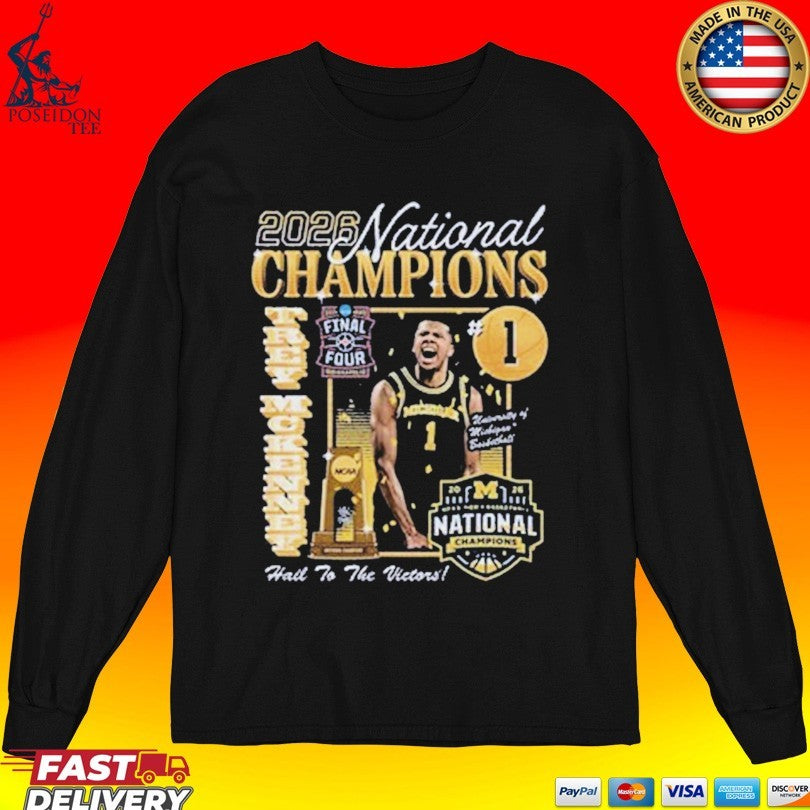 Michigan Wolverines Men’s Basketball Campus Ink 2026 National Champion #1 Trey Mckenney T-shirt