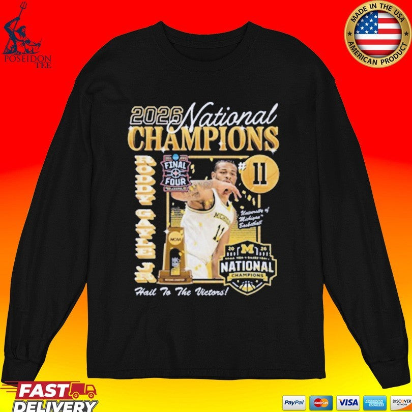 Michigan Wolverines Men’s Basketball Campus Ink 2026 National Champion #11 Roddy Gayle Jr T-shirt
